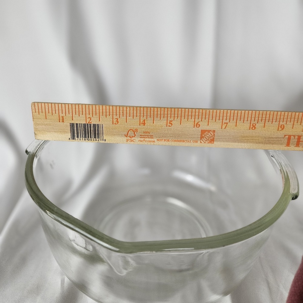 Fire King Bowl For Sunbeam MixMaster Large Clear Glass Mixing  9.5" W/ Spout - Picture 3 of 5